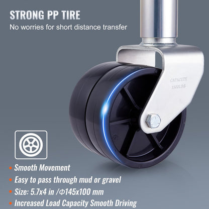 MJ-1500B-DWJ - 35.3 in Heavy-Duty Trailer Jack with PP Wheels 1500 lb Capacity