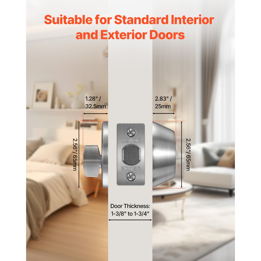 D101-SN - Durable Satin Nickel Deadbolt for Standard Doors 1-3/4” Thick