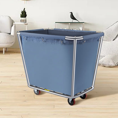 YWQXB-8BUBLUE - Durable 8-Bushel Blue Laundry Cart with Stainless Steel Frame