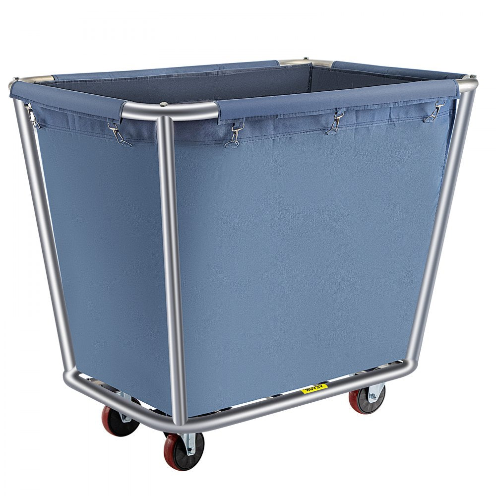 YWQXB-8BUBLUE - Durable 8-Bushel Blue Laundry Cart with Stainless Steel Frame