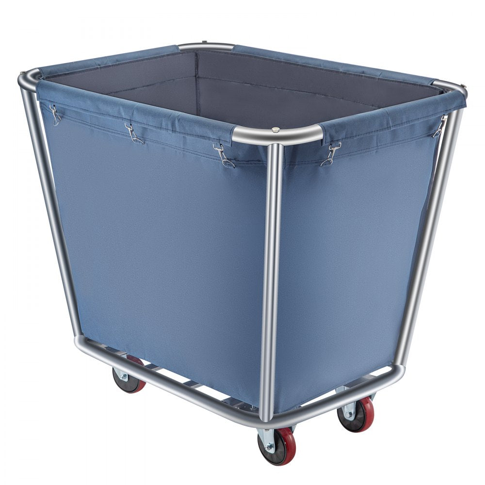 YWQXB-8BUBLUE - Durable 8-Bushel Blue Laundry Cart with Stainless Steel Frame
