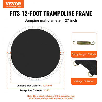 SDKC20240628CGQ - Durable 12ft Trampoline Mat with 72 V-Rings, UV Protection