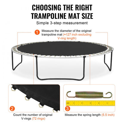SDKC20240628CGQ - Durable 12ft Trampoline Mat with 72 V-Rings, UV Protection