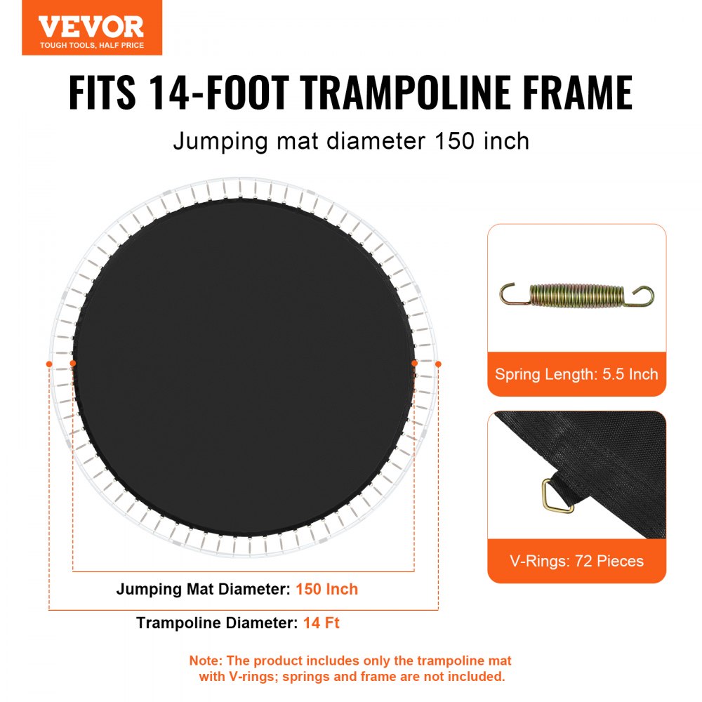 SDKC202406YY28CGQ - 14ft Round Trampoline Mat with 72 V-Rings, Durable PP