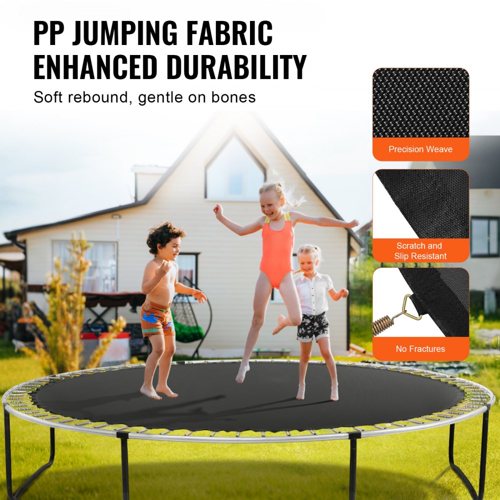 SDKC202406YY28CGQ - 14ft Round Trampoline Mat with 72 V-Rings, Durable PP