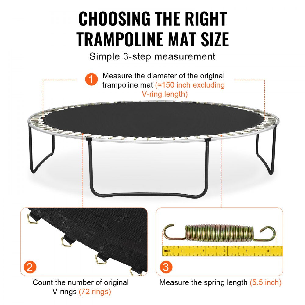 SDKC202406YY28CGQ - 14ft Round Trampoline Mat with 72 V-Rings, Durable PP
