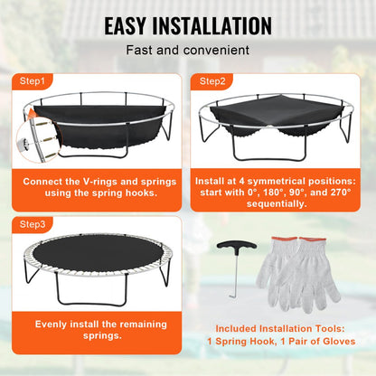 SDKC202406YY28CGQ - 14ft Round Trampoline Mat with 72 V-Rings, Durable PP