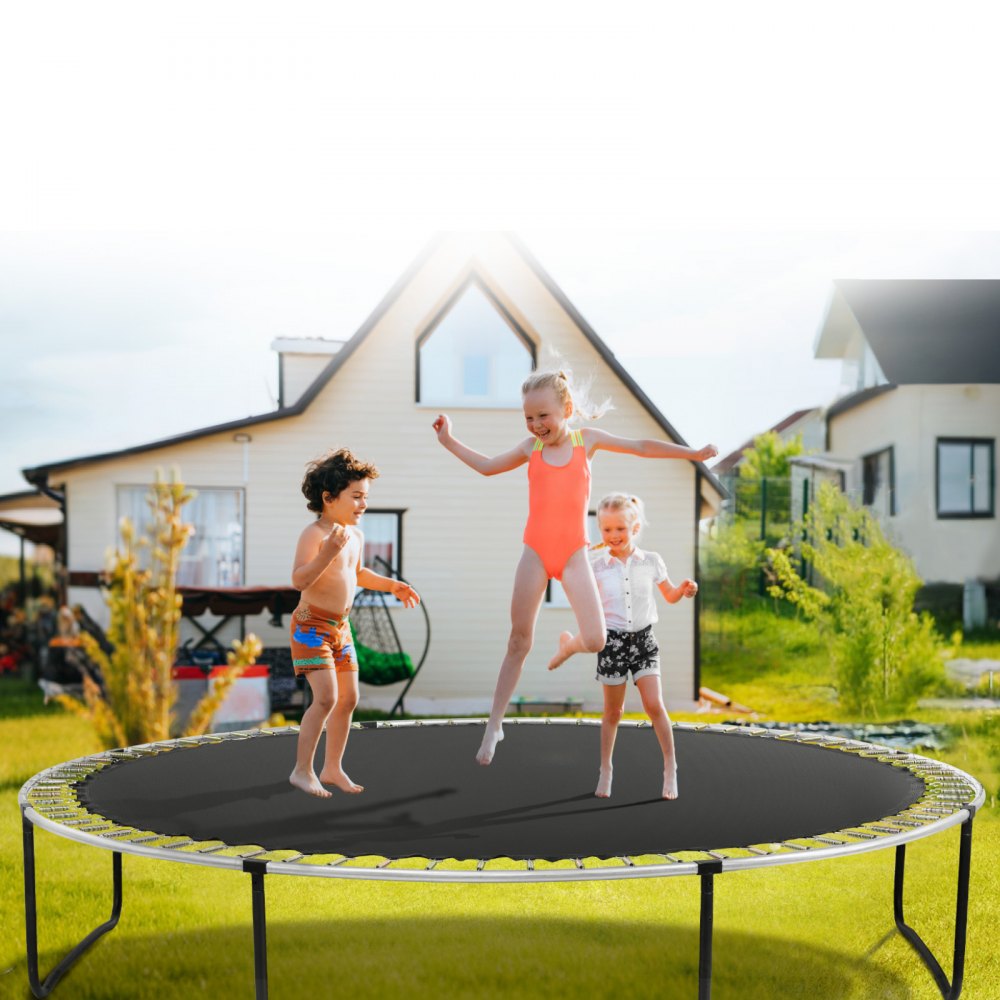 SDKC202406YY28CGQ - 14ft Round Trampoline Mat with 72 V-Rings, Durable PP