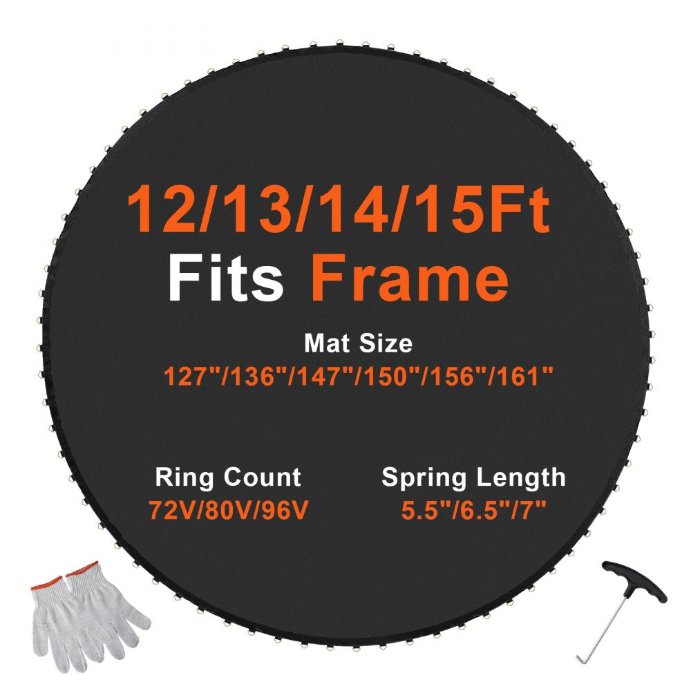 SDKC202406YY28CGQ - 14ft Round Trampoline Mat with 72 V-Rings, Durable PP