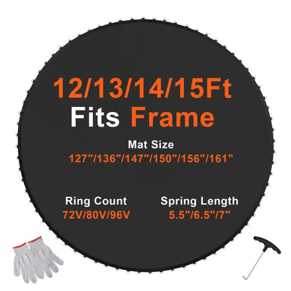SDKC202406YY28CGQ - 14ft Round Trampoline Mat with 72 V-Rings, Durable PP