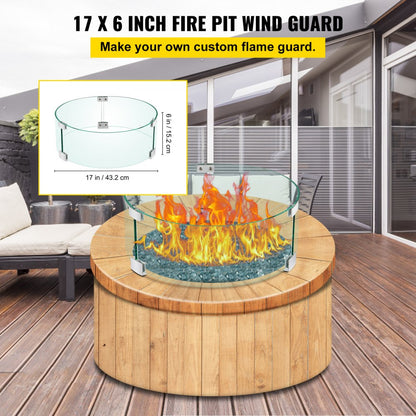 VV-FPWG-Y-17*6 - Durable Glass Fire Pit Wind Guard for Patio Protection