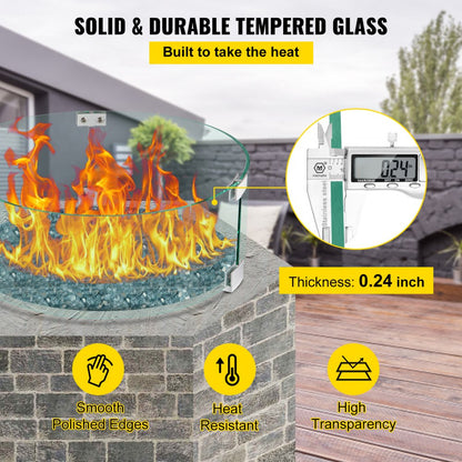 VV-FPWG-Y-17*6 - Durable Glass Fire Pit Wind Guard for Patio Protection