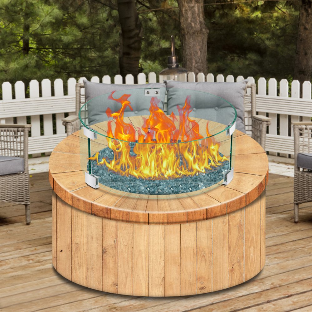 VV-FPWG-Y-17*6 - Durable Glass Fire Pit Wind Guard for Patio Protection