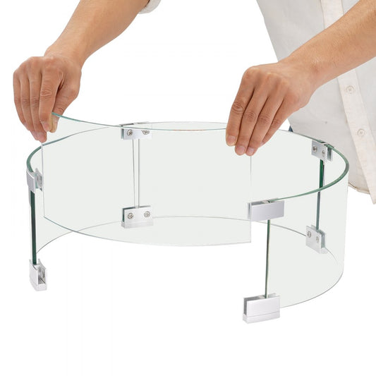 VV-FPWG-Y-23*8 - 23x8" Tempered Glass Fire Pit Wind Guard