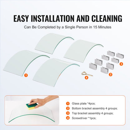 VV-FPWG-Y-26*6 - Durable Glass Wind Guard for Fire Pit, Reduces Breeze