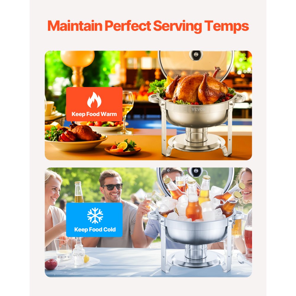 JZYYXCL5LBL2 - 5QT Stainless Steel Chafing Dish Set for Parties