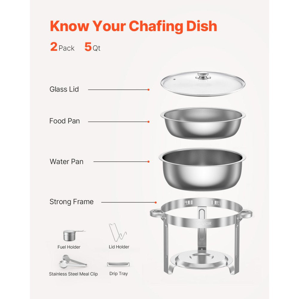 JZYYXCL5LBL2 - 5QT Stainless Steel Chafing Dish Set for Parties