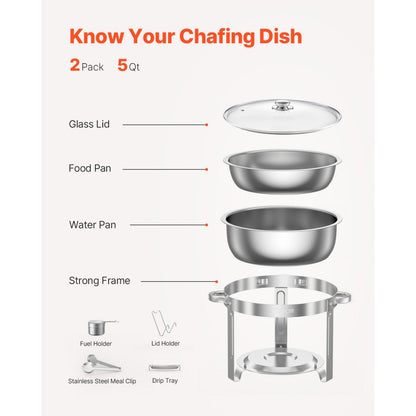 JZYYXCL5LBL2 - 5QT Stainless Steel Chafing Dish Set for Parties