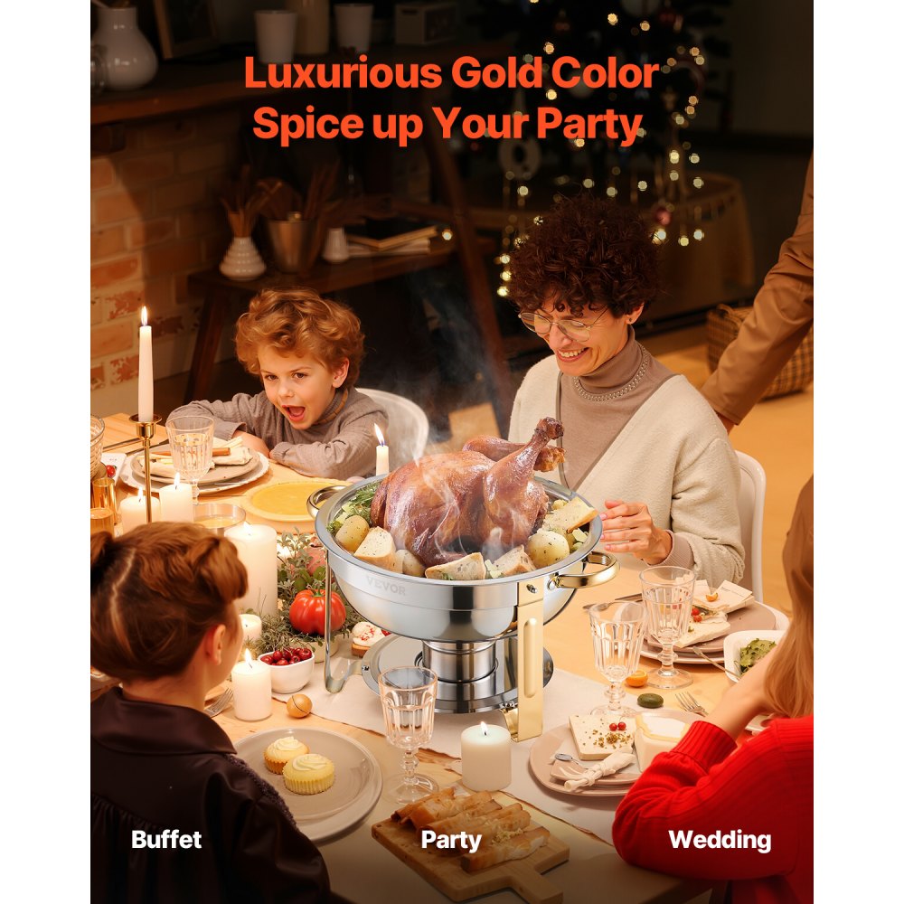 HZ-831B - Elegant 5 Qt Stainless Steel Chafing Dish Set for 4