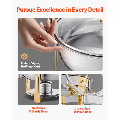 HZ-831B - Elegant 5 Qt Stainless Steel Chafing Dish Set for 4