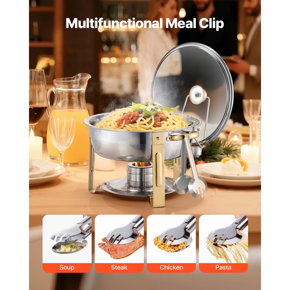 HZ-831B - Elegant 5 Qt Stainless Steel Chafing Dish Set for 4