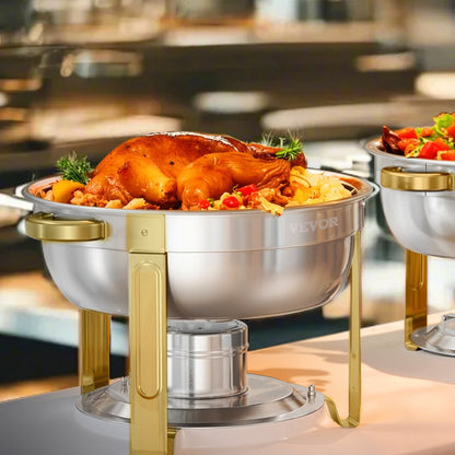 HZ-831B - Elegant 5 Qt Stainless Steel Chafing Dish Set for 4