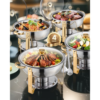 HZ-831B - Elegant 5 Qt Stainless Steel Chafing Dish Set for 4