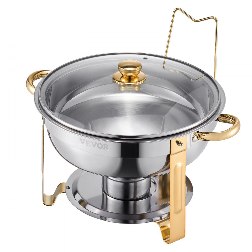 HZ-831B - Elegant 5 Qt Stainless Steel Chafing Dish Set for 4