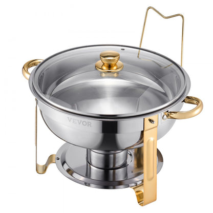 HZ-831B - Elegant 5 Qt Stainless Steel Chafing Dish Set for 4