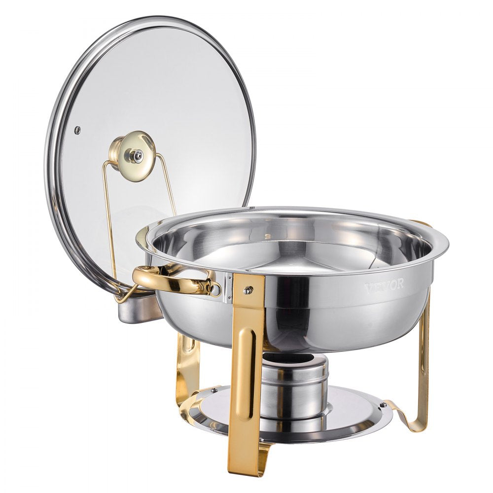 HZ-831B - Elegant 5 Qt Stainless Steel Chafing Dish Set for 4
