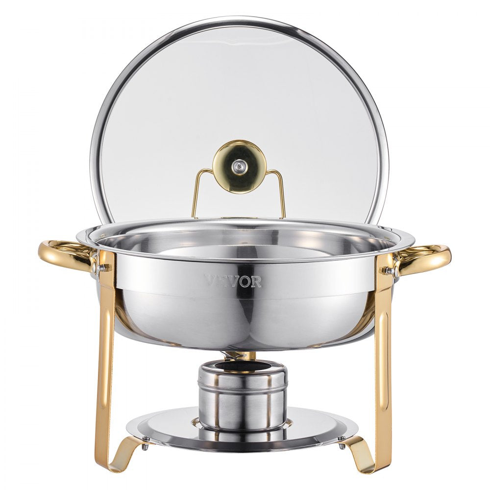 HZ-831B - Elegant 5 Qt Stainless Steel Chafing Dish Set for 4