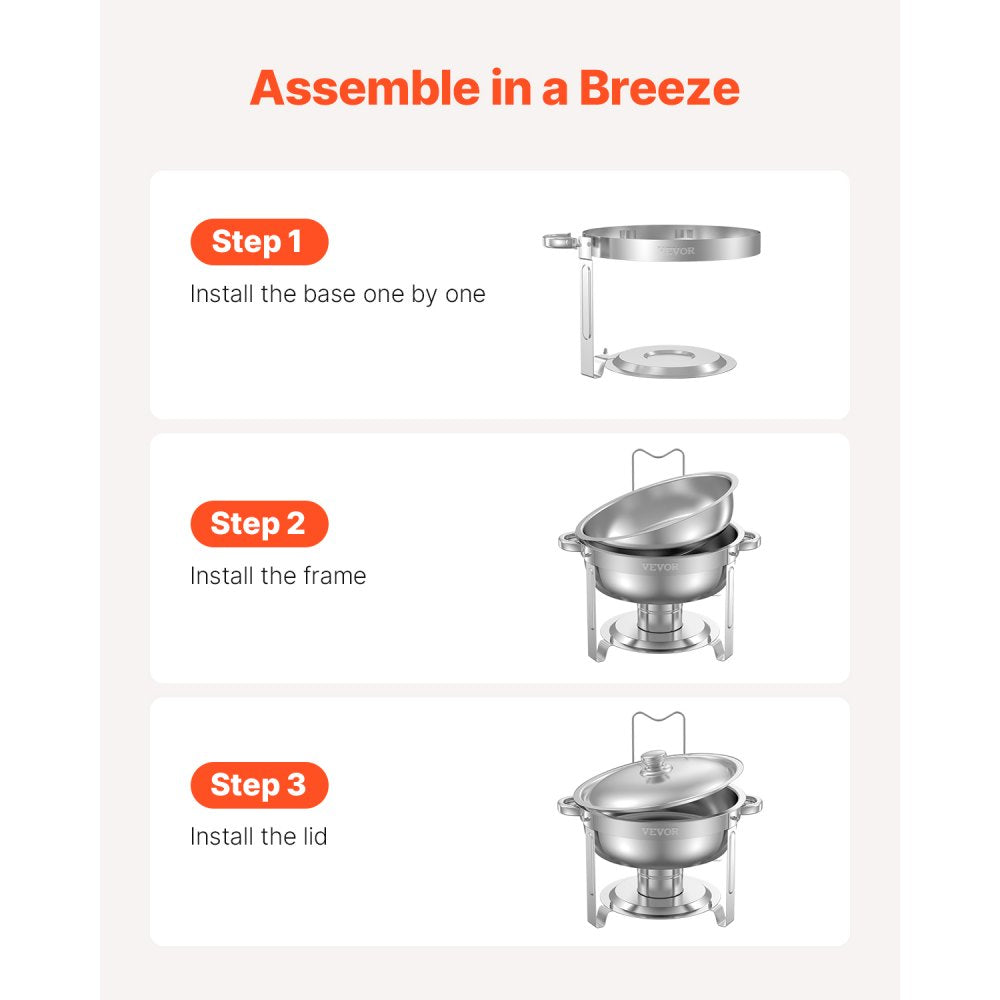 JZYYXCL5LGG2 - 5 Qt Stainless Steel Chafing Dish Set for 4 People