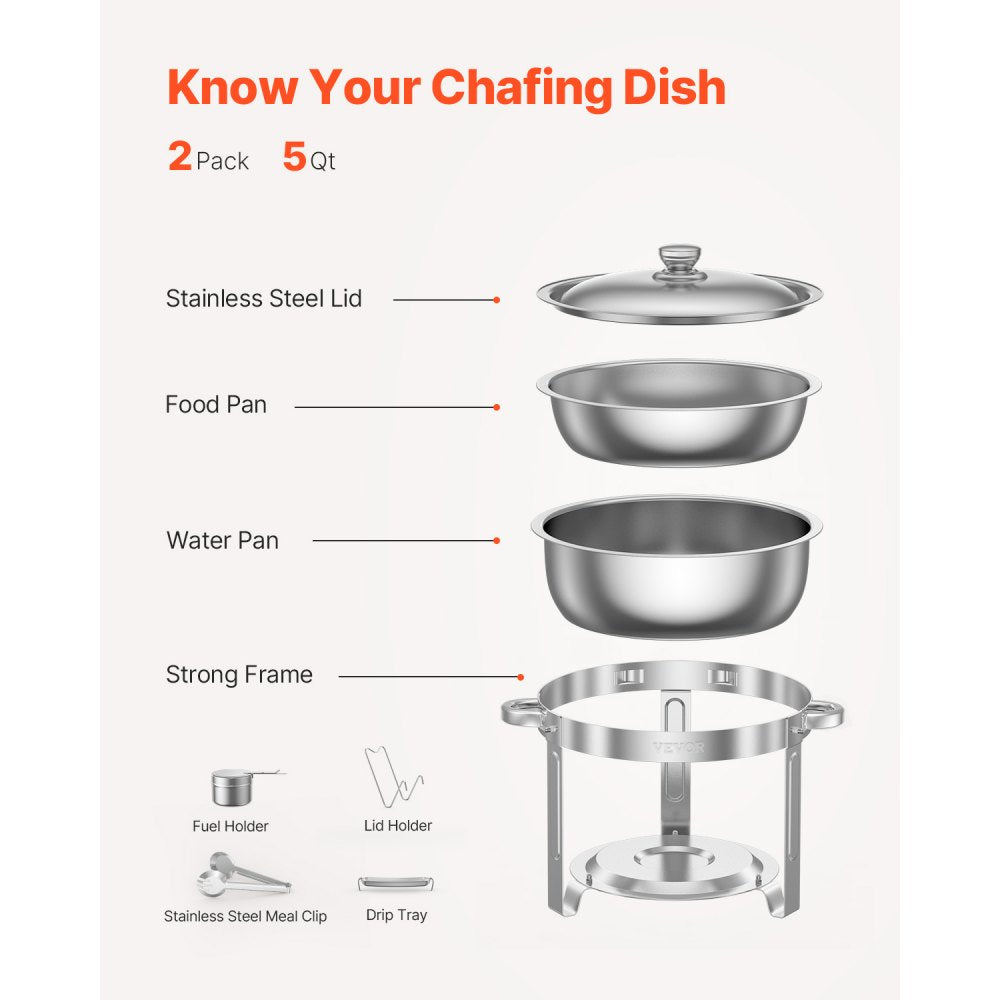 JZYYXCL5LGG2 - 5 Qt Stainless Steel Chafing Dish Set for 4 People