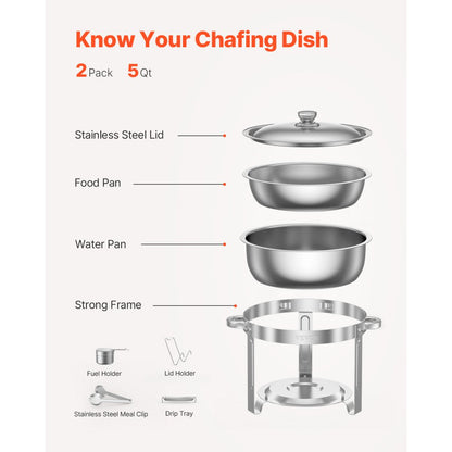 JZYYXCL5LGG2 - 5 Qt Stainless Steel Chafing Dish Set for 4 People