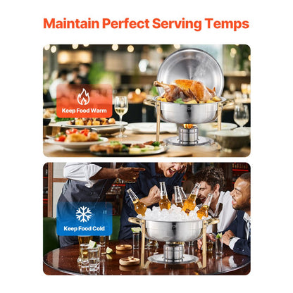 HZ-831 - Elegant 5 Qt Gold Chafing Dish Set for Parties and Buffets