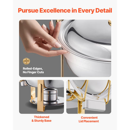 HZ-831 - Elegant 5 Qt Gold Chafing Dish Set for Parties and Buffets
