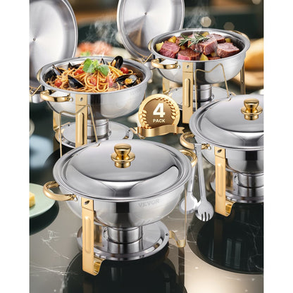 HZ-831 - Elegant 5 Qt Gold Chafing Dish Set for Parties and Buffets
