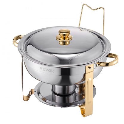 HZ-831 - Elegant 5 Qt Gold Chafing Dish Set for Parties and Buffets