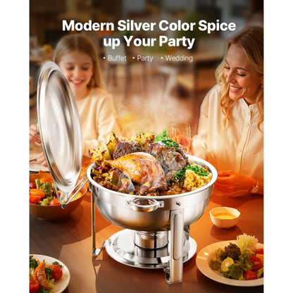 JZYYXCL5LGG4 - 5Qt Stainless Steel Round Chafing Dish Set for Events