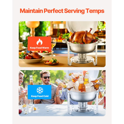 JZYYXCL5LGG4 - 5Qt Stainless Steel Round Chafing Dish Set for Events