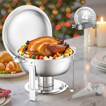 JZYYXCL5LGG4 - 5Qt Stainless Steel Round Chafing Dish Set for Events