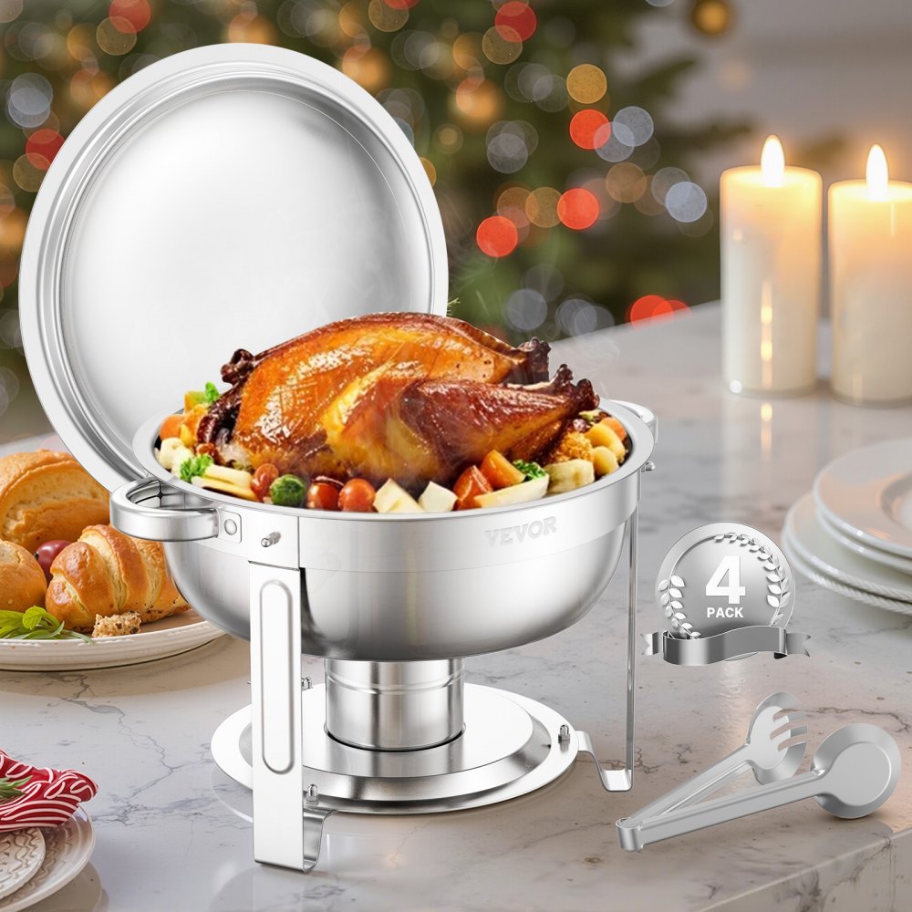 JZYYXCL5LGG4 - 5Qt Stainless Steel Round Chafing Dish Set for Events