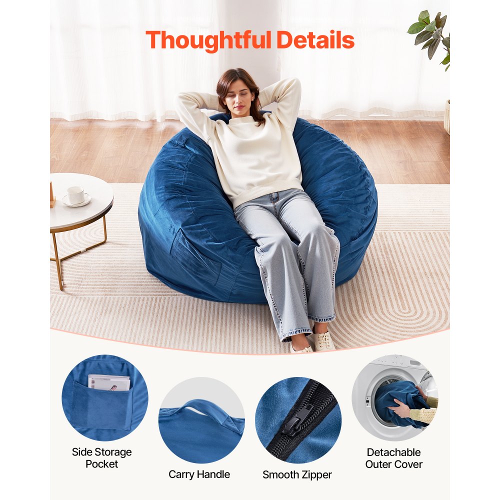 SM-FBB-01 - Comfortable Round Bean Bag Chair with Washable Cover