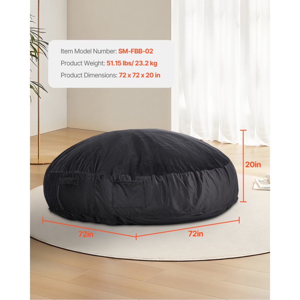 SM-FBB-02 - Comfortable Round Bean Bag Chair with Washable Velvet Cover