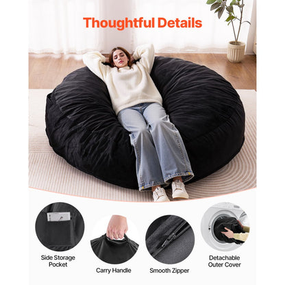 SM-FBB-02 - Comfortable Round Bean Bag Chair with Washable Velvet Cover