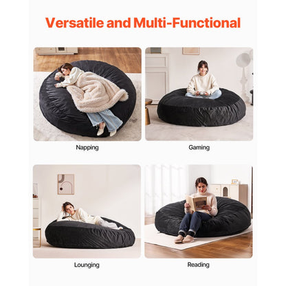 SM-FBB-02 - Comfortable Round Bean Bag Chair with Washable Velvet Cover