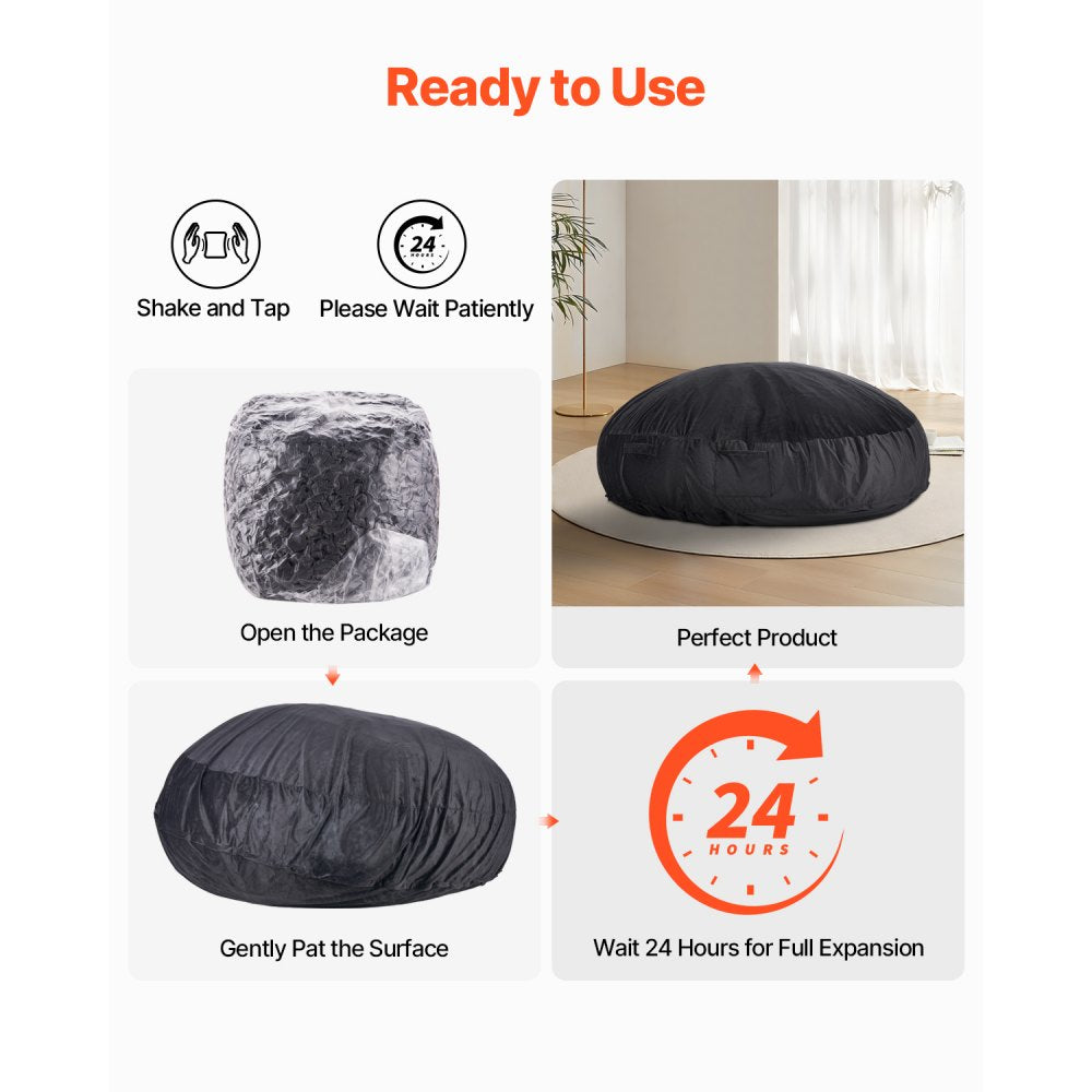 SM-FBB-02 - Comfortable Round Bean Bag Chair with Washable Velvet Cover