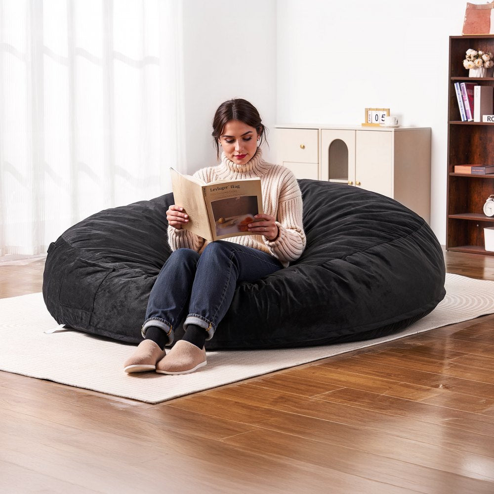 SM-FBB-02 - Comfortable Round Bean Bag Chair with Washable Velvet Cover