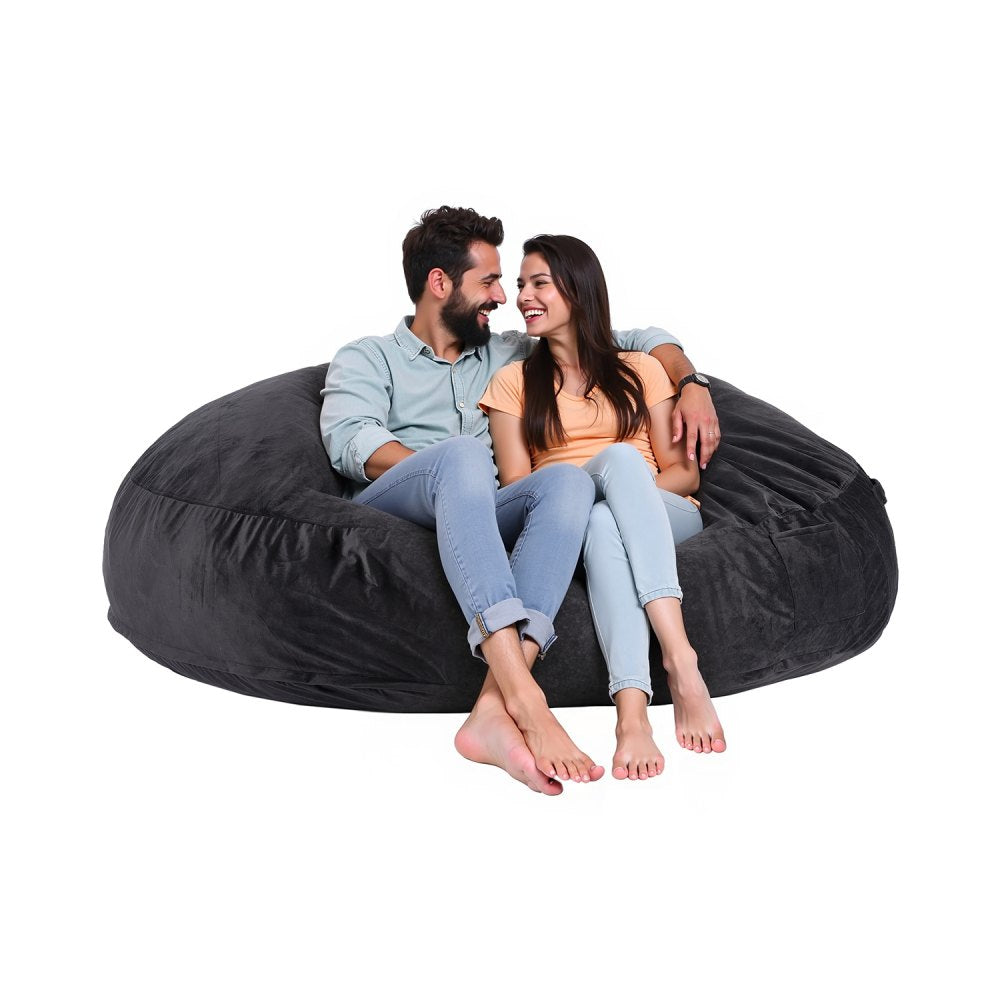 SM-FBB-02 - Comfortable Round Bean Bag Chair with Washable Velvet Cover