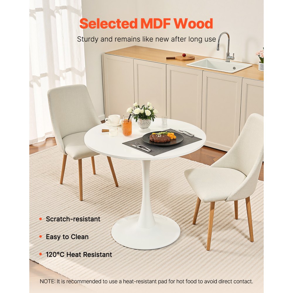 SR241142 - 31.5" White MDF Multifunctional Dining Table for 2-4